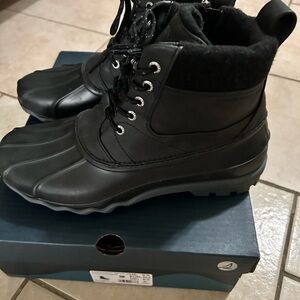 Sperry Men's Black Waterproof Lace-Up Duck Boots